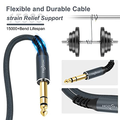 Twozoh XLR Male to 1/4 TRS Stereo Audio Cable 3.3FT, Braided Jack 6.35mm to XLR Male 3Pin Guitar Cable (Professional/HiFi) - color: 1/4 to XLR Male, size: 3.3FT