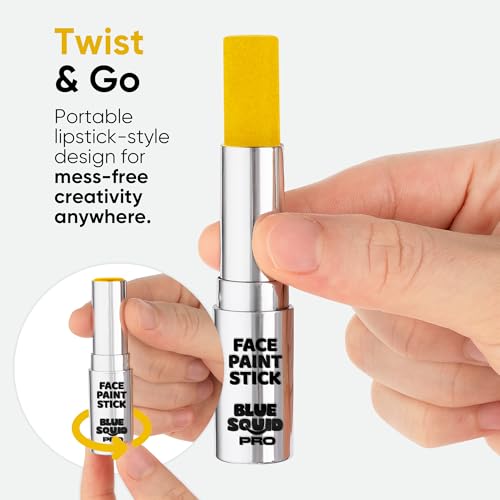 Blue Squid PRO Metallic Gold Face Paint Stick - Waterproof Gold Body Paint Adults Eye Black Baseball, Eyeblack Softball -Hypoallergenic Twist-Up Non-Toxic Makeup Stick Cosplay, Sports & SFX - color: Metallic Gold