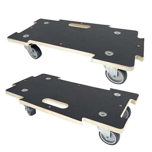 Furniture Dolly 4 Wheels Heavy Duty Spliceable Wood Platform Dolly 2 Pack, 1100 lbs Load Capacity Wood Pallet Jack, Furniture Moving Wooden Appliance Mover with 4 Soft Rubber Silent Wheels - size: Spliceable Rectangle Furniture Dolly