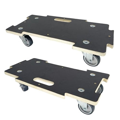 Furniture Dolly 4 Wheels Heavy Duty Spliceable Wood Platform Dolly 2 Pack, 1100 lbs Load Capacity Wood Pallet Jack, Furniture Moving Wooden Appliance Mover with 4 Soft Rubber Silent Wheels - size: Spliceable Rectangle Furniture Dolly