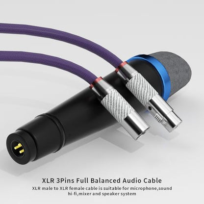 Preffair 18AWG XLR Balanced Cables 3Pins Female to Male Audio Wires with 4N OFC Copper Cores, Rhodium Plated XLR Connectors for Mixers/Amplifiers/Speakers/Home Stereo Systems-1 Pair (1.5M/5.0Ft) - size: 5.0 ft