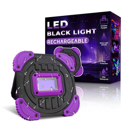 Rechargeable LED Black Light, Cordless 395nm Battery Powered Black Lights, Body Painting, Fishing, Halloween Party, Neon Glow Party, Fluorescent Poster, Christmas, 1 Pack