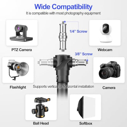 EMART 15.8ft Heavy Duty Light Stand Photography Tripod for Photography | Air-Cushioned Aluminum Alloy Light Stand with 1/4'' and 3/8'' Screw, Compatibility for Sports Games/Wedding Recording - size: 15.8FT