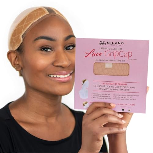 MILANO COLLECTION Lace Wig Grip Cap for Women, Adjustable Wig Caps for Women Non Slip with Headband to Secure Lace Top Perfectly in Place, One Size Fits All, Nude - color: Nude, 1 Pack