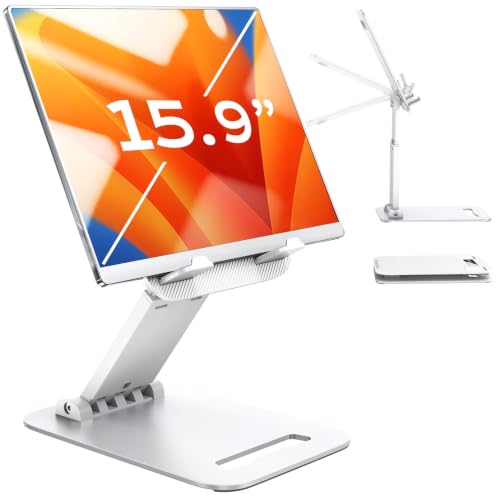 LISEN for iPad Stand Adjustable Tablet Holder Desk, iPad Accessories White - color: White