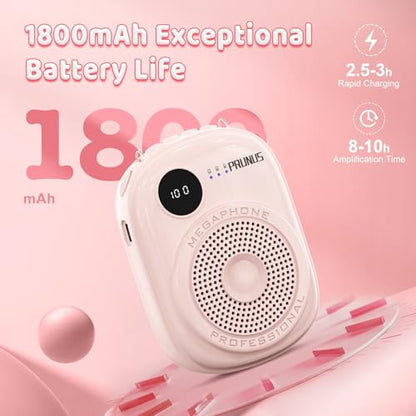 Voice Amplifier for Teacher,Portable Wired Voice Amplifier with Microphone Headset and Speaker,Rechargeable Mini Voice Amplifier for Classroom,Speech,Training,Tour Guide,Pearl Chain Design-Pink - color: Pink