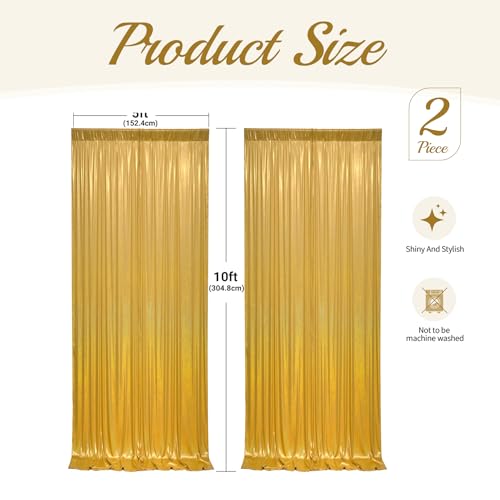 10x10ft Gold Sequin Backdrop Curtains Wedding Party Glitter Curtain Backdrop Fabric Shimmer Drapes Backdrop Bridal Baby Shower Birthday Christmas Photoshoot Background Photography 5x10FT，2 Panels - color: Sequin Gold, size: 10ft X 10ft(2 Panels 5ft X 10ft