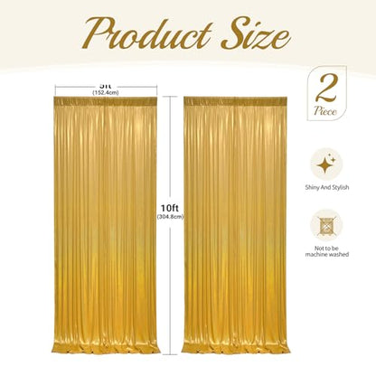 10x10ft Gold Sequin Backdrop Curtains Wedding Party Glitter Curtain Backdrop Fabric Shimmer Drapes Backdrop Bridal Baby Shower Birthday Christmas Photoshoot Background Photography 5x10FT，2 Panels - color: Sequin Gold, size: 10ft X 10ft(2 Panels 5ft X 10ft