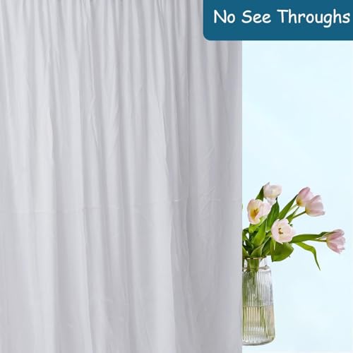 Extra Wide Two Layers One Piece Trade Show Booth Backdrop, White, 25x8ft | Chiffon Tulle & Polyester, Extra Wide Blackout Curtains, Theatrical Backdrops - color: White, size: 96"W x 300"L (Pack of 1)
