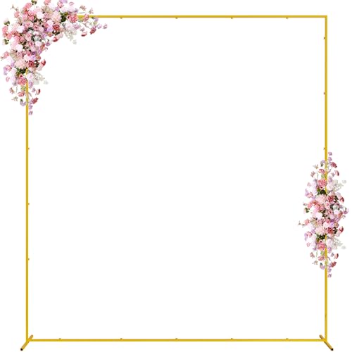 Wokceer Square Wedding Arch Backdrop Stand Gold Metal Arch 7.2FT x 6.6FT - color: Gold, size: 7.2FT x 6.6FT