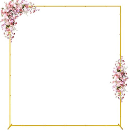 Wokceer Square Wedding Arch Backdrop Stand Gold Metal Arch 7.2FT x 6.6FT - color: Gold, size: 7.2FT x 6.6FT