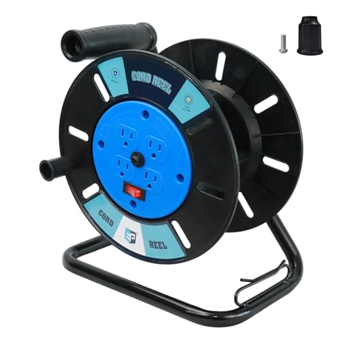 EP Extension Cord Storage Reel with 4-Grounded Outlets, Blue - color: Blue