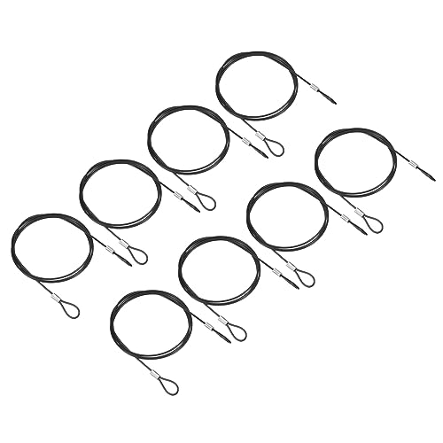 PATIKIL 3.3Ft Safety Cable Lock, 8 Pack Stainless Steel 2mm Dia Security Wire Rope with Double Loop for Stage Lighting Luggage Lock Black - size: 3.3 Ft