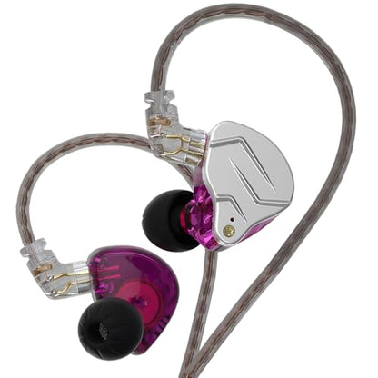 KZ ZSN Pro Dynamic Hybrid Dual Driver in Ear Earphones Detachable Tangle-Free Cable Musicians in-Ear Earbuds Headphones (Purple Without Mic) | Dynamic / balanced armature Hybrid Dual Driver in Ear Earphones Detachable Tangle-Free Cable Musicians Headphone