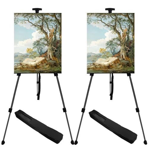 NS JYMB Easel Stand for Sign and Painting, 17-66 Inch, Black 2 Pack | Portable metal tripod easel for display stand, canvas holder, floor, poster board, wedding signs and travel use - style: 66Black 2pack