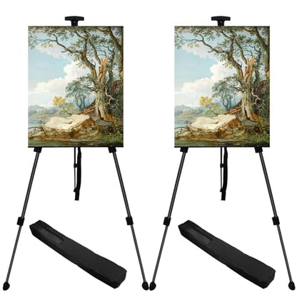 NS JYMB Easel Stand for Sign and Painting, 17-66 Inch, Black 2 Pack | Portable metal tripod easel for display stand, canvas holder, floor, poster board, wedding signs and travel use - style: 66Black 2pack