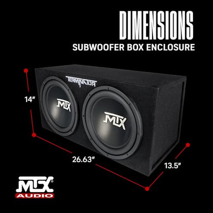 MTX Terminator Dual 12" Subwoofers, Loaded Enclosure, 1200W Max, 400W RMS | Car Audio Subwoofer and Speaker System with Deep Bass Sound - style: Dual 12" Subwoofer Enclosure Subwoofer