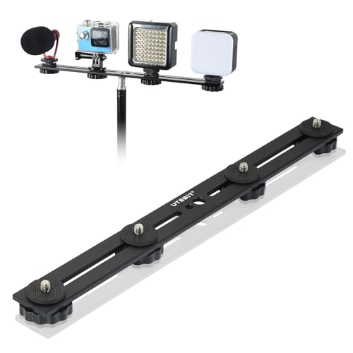 13 inch Flash Bracket, Long Dual Camera Mount with 1/4“ Hot Shoe | Flash Bracket Extension Bar, Straight Flash Brackets 1/4-3/8 Thread Hole Tripod Mount for Camera/LED Light/Microphone - size: 13 inch (Metal)
