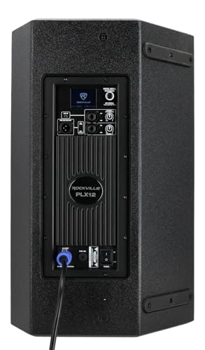 Rockville PLX12 12" Powered PA Speaker, 3000W Peak / 750W RMS, Plywood, DSP | Enclosure, Bluetooth 5.2 TWS, 2 XLR/TRS Inputs, AUX, XLR Output, Wedge Monitor, Pole Mount, 127dB SPL, Class D, 12 Fly Points