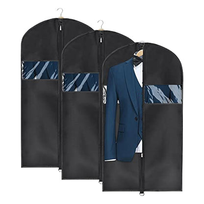 Univivi Garment Bag Suit Bag for Storage and Travel, 43 Inch, Set of 3 | Travel Bag with Zipper and Visible Transparent Window, Oxford Fabrics, Foldable Washable Suit Cover for Jacket, Suits, Coats - size: 24"X43"-3pcs - Oxford