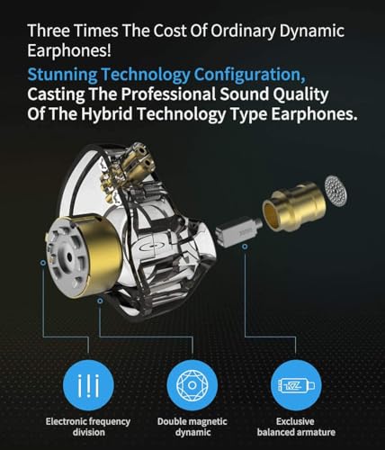 KZ ZSN Pro Dual Drivers 1BA 1DD in Ear Earphones HiFi Power Bass Earbuds Headphones High Clarity Sound Wired Earphones with Detachable Cable for Audiophile Musician - color: ZSN Pro-blue, size: No Mic
