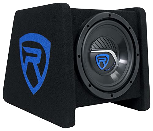 Rockville RV8P 8" 400W Peak/200W RMS Car Subwoofer in Vented Enclosure, 4 Ohm, Deep Bass, Durable MDF Build, for Car Audio | 400W Peak / 200W RMS, Polypropylene Cone, Aluminum Voice Coil, Bass Reflex Aero-Port, 15 Degree Angle - style: Single 8"