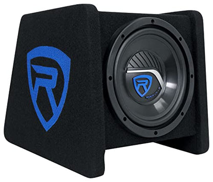 Rockville RV8P 8" 400W Peak/200W RMS Car Subwoofer in Vented Enclosure, 4 Ohm, Deep Bass, Durable MDF Build, for Car Audio | 400W Peak / 200W RMS, Polypropylene Cone, Aluminum Voice Coil, Bass Reflex Aero-Port, 15 Degree Angle - style: Single 8"