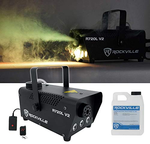 Audiosavings Bundle: (2) ADJ DOTZ PAR 100 RF RGB COB LED Par Can Wash Light Bundle With (2) RV RLB40 Padded Travel Bag & (2) RV RDX3M25 3 Pin DMX Lighting Cables & RB R720L Fog Smoke Machine (Items 7)