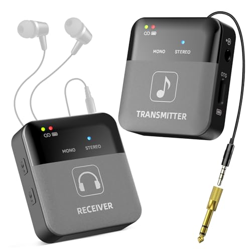 SINWE P12 Wireless in Ear Monitor System, 2.4GHz Wireless IEM System | 24bit/48kHz HD OTG Monitoring, Auto-Pairing Transmitter & Beltpack Receiver for Live Stage, Church, Studio (1 TX →1 RX) - size: 1 TX →1 RX