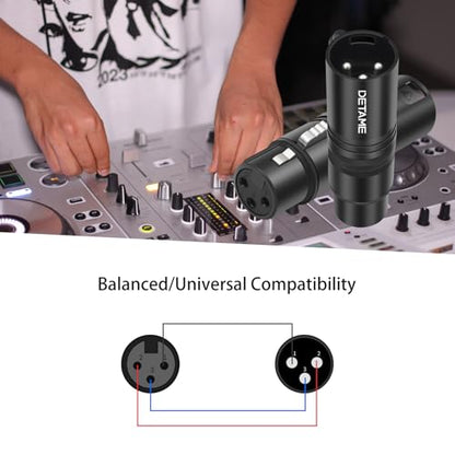 3Pin XLR Male to Female Audio Adapter, Black Painted Zinc Alloy Shell,for Mic,Amplifier, Mixer XLR 3-Pin Audio Connectors DMX 512 Adapter-3Pack - color: XLR M To F*3