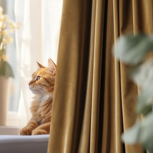 Beauoop Golden Brown Velvet Curtains for Bedroom Living Room 52x72 2 Panels - color: Gold Brown, size: 52"W x 72"L (Pack of 2)