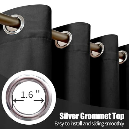 YoungsTex Black Velvet Blackout Curtains with Grommet 84 Inch Long 2 Panels | Room Darkening Drapes for Bedroom Living Room Privacy, 52 X 84 Inch - color: Black, size: 52"W x 84"L (Pack of 2)