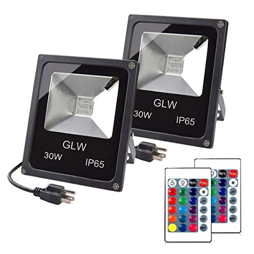 30W RGB LED Flood Light Remote Control Outdoor Landscape Lighting IP65 Waterproof 16 Colors Changing 4 Mode Security Light for Garden,Lawn,Yard (2 Pack) - color: 30W-2 Pack