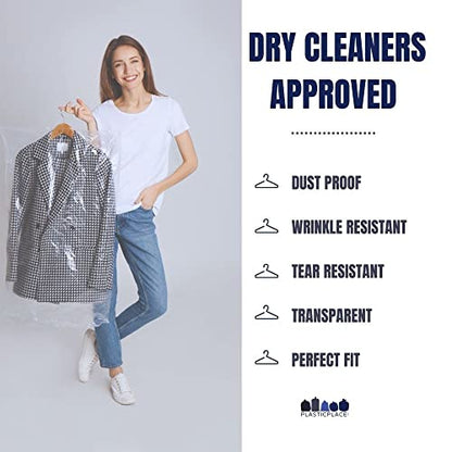 Plasticplace Clear Garment Bags on Roll, Heavy-Duty Plastic Coat Covers, 21” x 7” x 54”, Perforated with Pre-Slit Hanger Holes, Dustproof & Wrinkle-Free Storage, 320 Count Wardrobe Cover 0.65 Mil - size: 21" x 7" x 54"