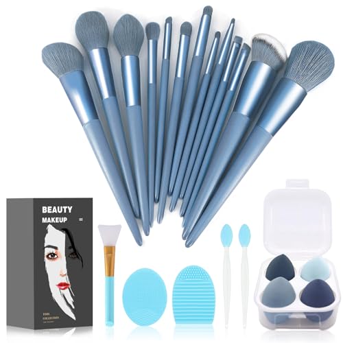 Koccido Makeup Brushes 22 Pcs Makeup Kit,Foundation Brush Eyeshadow Brush Make up Brushes Set (Blue, 22 Piece Set Large) - color: Sky-blue, size: 22 Piece Set Large