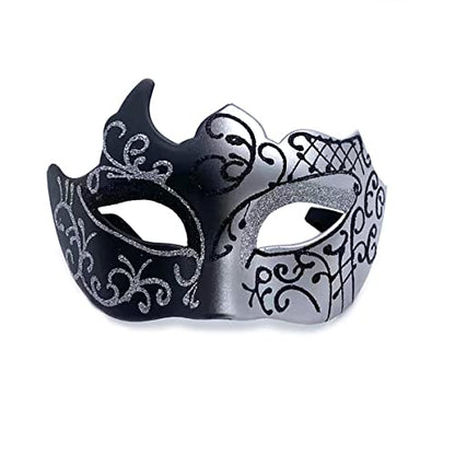 Masquerade Mask for Men Women Couple, Venetian Carnival Mask for Mardi Gras, Halloween, Party Prom Ball Costume - color: Silver