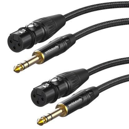 XLR to 1/4, TRS (6.35mm) to XLR Female 10ft 2Packs Nylon Braided | Gold-Plated Connectors, Balanced Quarter Inch TRS to XLR for Microphone, Speakers, Mixers - size: 10 feet 2P