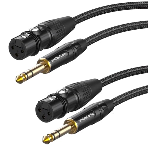 XLR to 1/4, TRS (6.35mm) to XLR Female 10ft 2Packs Nylon Braided | Gold-Plated Connectors, Balanced Quarter Inch TRS to XLR for Microphone, Speakers, Mixers - size: 10 feet 2P