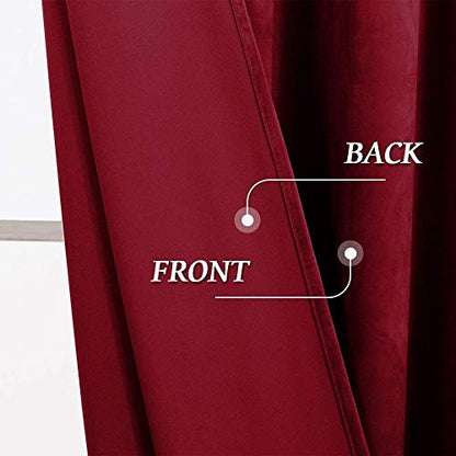 RYB HOME Red Velvet Curtains 63 inches Long - Super Soft Room Darkening Energy Efficiency Window Covering for Girl Bedroom Living Room Bathroom Backdrop, W 52 x L 63 inch, Ruby Red, 2 Panels - color: Ruby Red, size: 52"W x 63"L (Pack of 2)