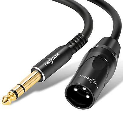 Twozoh XLR Male to 1/4 Inch Jack TRS Cable, Balanced 6.35mm Plug to 3 pin XLR Male, Quarter inch to XLR Stereo Male to Male Guitar Cable 10FT (Profesional/HiFi) - color: Male 1-PACK, size: 10FT