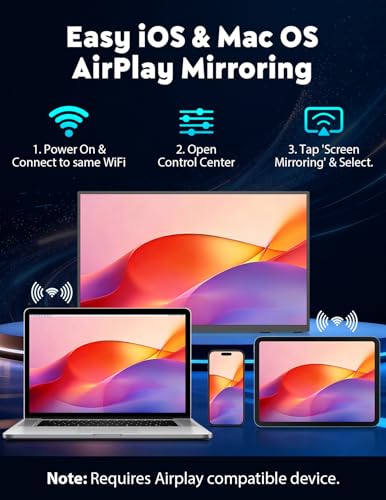 18.5" True Wireless Portable Monitor, 1080P FHD, 10000mAh Battery, Wireless Screen Mirroring (AirPlay/Miracast), Auto Rotation for Phone/Tablet, USB‑C & Mini HDMI, VESA, Protective Sleeve Included - size: 18.5"