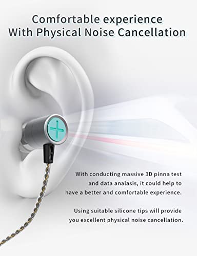 keephifi Astrotec Vesna Wired Earbuds with Microphone Tiny Earbuds in Ear Monitor with LCP Diaphragm Portable Earphones Noise Cancelling Earbuds Neutral Balanced Sound for Sport (Silver with Mic)