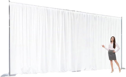 Extra Wide Two Layers One Piece Trade Show Booth Backdrop, White, 25x8ft | Chiffon Tulle & Polyester, Extra Wide Blackout Curtains, Theatrical Backdrops - color: White, size: 96"W x 300"L (Pack of 1)