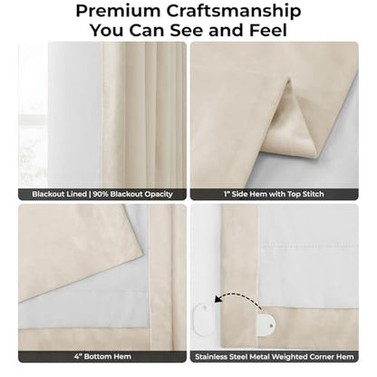HPD Half Price Drapes Signature Grommet Blackout Velvet Curtains 84 Inches Long Heat & Full Light Blocking Blackout Curtains for Bedroom & Living Room (1 Panel), 50W x 84L, Ecru - color: Alabaster Beige, size: 50"W x 84"L (Pack of 1)