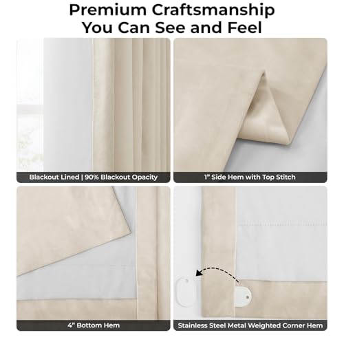 HPD Half Price Drapes Signature Grommet Blackout Velvet Curtains For Living Room 50 X 96 (1 Panel), VPCH-120601-96-GRBO, Alabaster Beige - color: Alabaster Beige, size: 50"W x 96"L (Pack of 1)