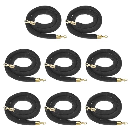 PATIKIL 8 Pack Black Velvet Stanchion Rope, 5 Ft Crowd Control Ropes Barrier Hanging Rope with Stainless Steel Gold Plated Hooks for Carpet Events Movie Theaters Opening Activities - color: Black/Gold Plated, size: 5 Ft