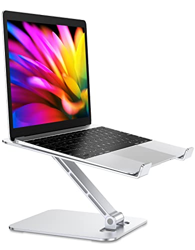 RIWUCT Aluminum Alloy Laptop Stand for Desk, Foldable Laptop Riser Holder | Height Adjustable, Ergonomic Portable Computer Stand for Laptop, Compatible with MacBook Pro Air/HP/Dell 10-16", Silver - color: Silver