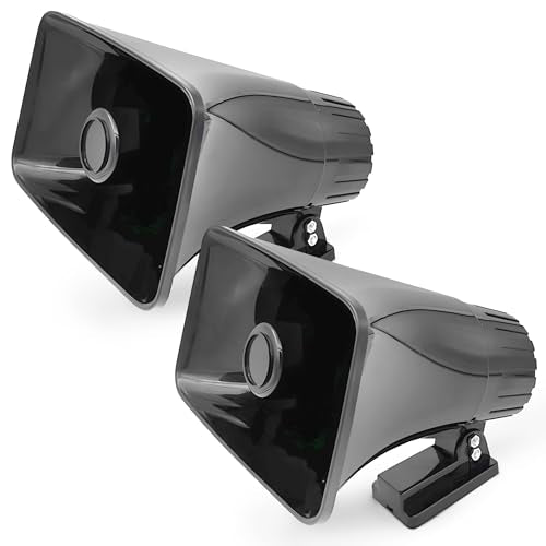 Pyle 2 Pack 8" Portable PA Horn Speaker for Indoor/Outdoor Use, 65W Peak Power, Black