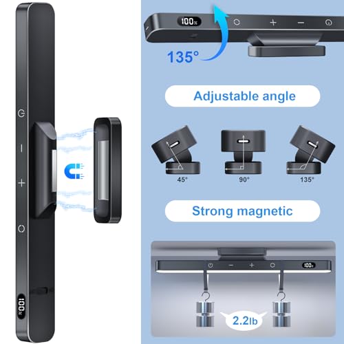 WILLED 3W Dimmable Mirror Lights,3 Colors Adjustable Wall Light with 120 LED,Touch Control,2000mAh Rechargeable Battery Makeup Light, Magnetic Stick Light Bar for Cabinet,Kitchen,Closet,Bedside,Desk
