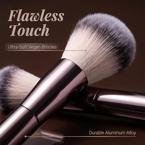 Makeup Brushes BS-MALL Professional Makeup Brush with Travel Case, Includes Foundation, Powder, Concealer, Lip & Eyeshadow Brushes for Daily Use & Versatile Occasions All-aluminum tube - color: Coffee